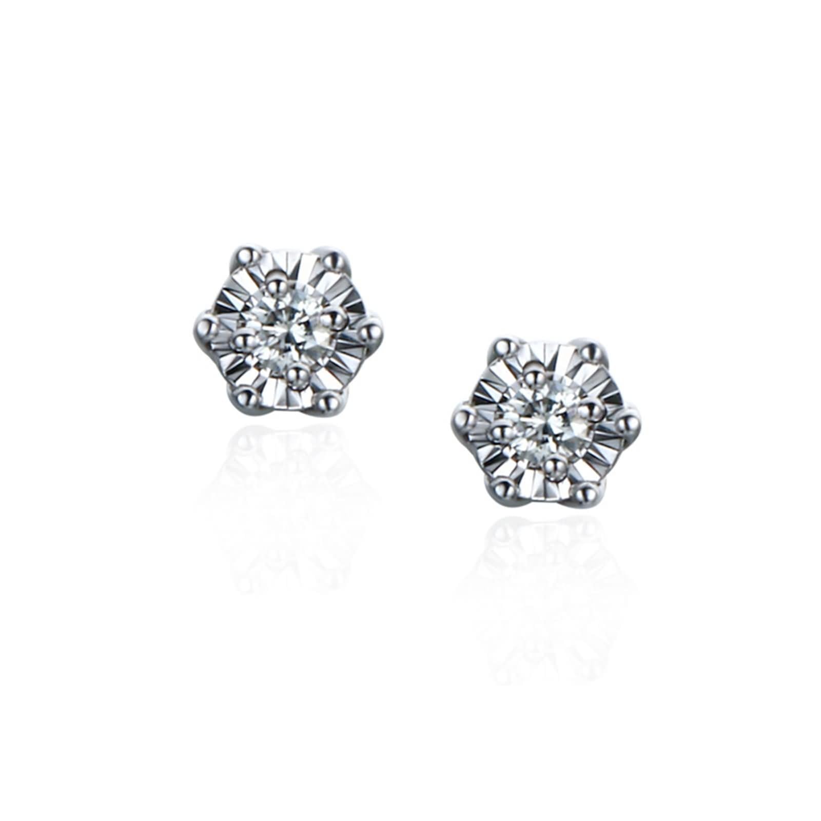Ohrringe Damen 375/585 / 750 Weißgold, Rund mit Moissanit/Diamant, Durchzieher Frauen Ohrringe Silber