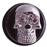 Skull fabricados en metal Plug túnel Plugs Expander cristales blanco negro calavera emo Pl40