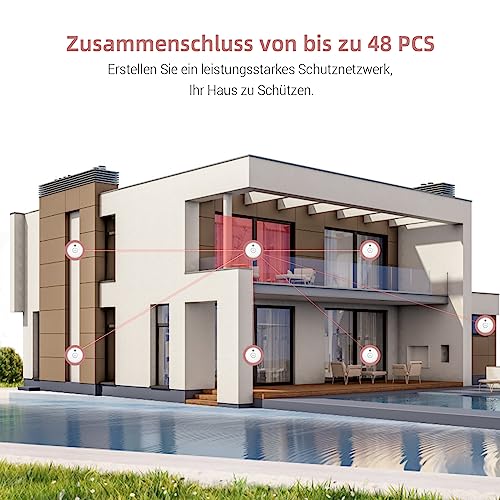 Putogesafe Rauchmelder vernetzt, Funkrauchmelder mit austauschbarer Batterie, Max. 48 vernetzbarer...