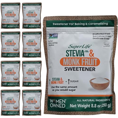Super Life Stevia & Monk Fruit Sweetener – Low-Glycemic Index,