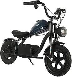 Bang Toys - Moto Elétrica Infantil Black Phantom 24V - com Suspensão, Pneus de Borracha, Luzes de LED, Sons, Entrada USB/MP3, Indicador de Bateria - Suporta até 50kg - Cor Azul Marinho