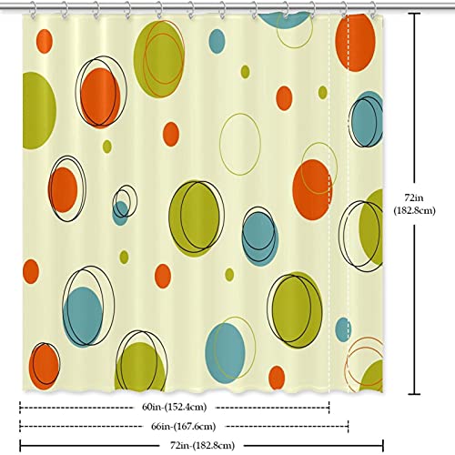 Rideau de douche imperméable à motif cercle géométrique vert bleu orange