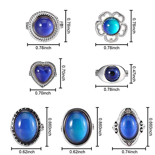 Hicarer 15 Pieces Adjustable Mood Rings For Girls And Boys Mixed Color Changing Mood Rings For Halloween Costume Props Birthday Party Favors And Goodie Bag Fillers #TOP1