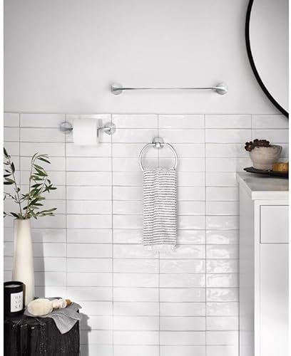 Miniatura 3 de Moen MY8793CH Lindor - Soporte de papel giratorio cromado, toallero, anillo para toallero, cromado