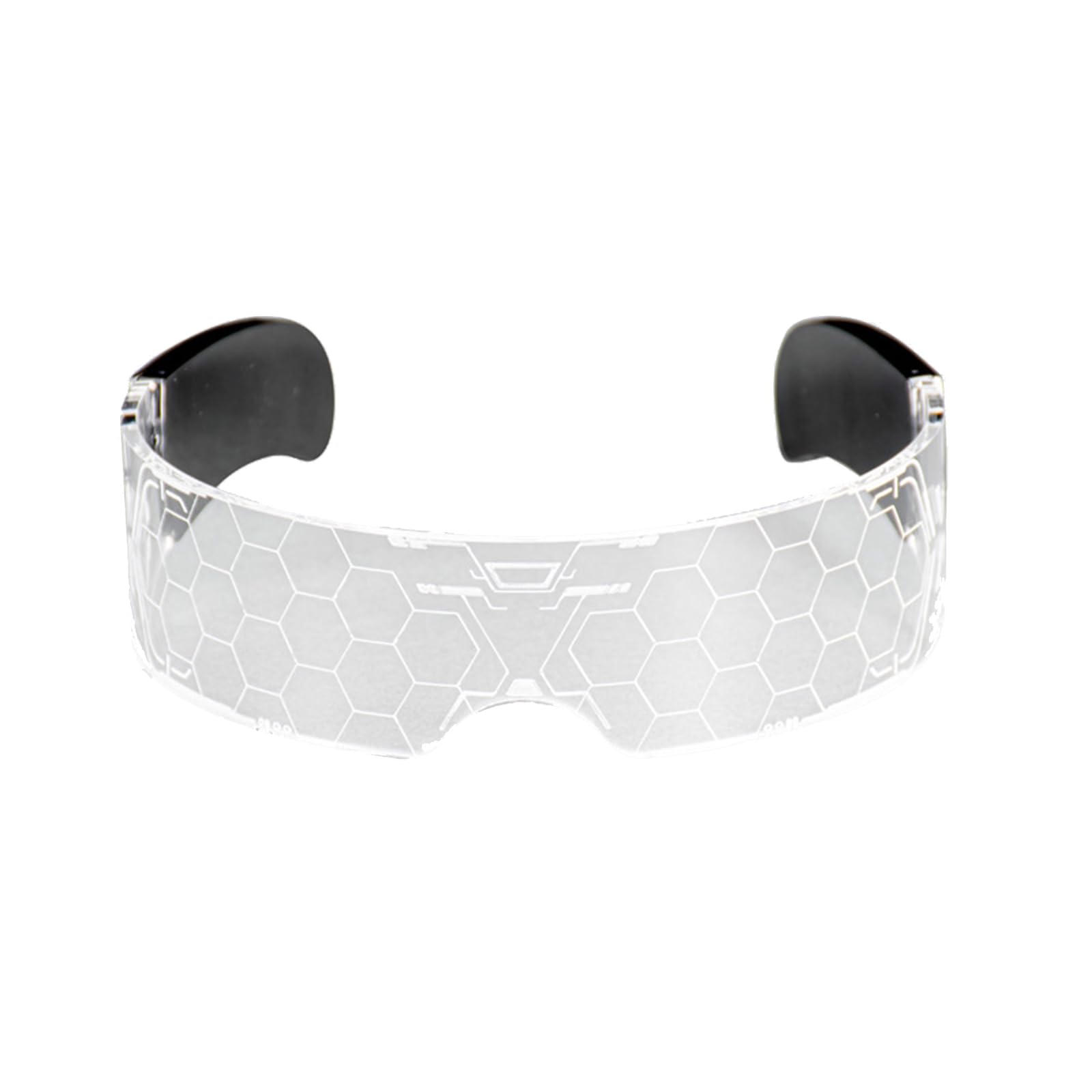 Cyberpunk Style LED Colorful Light Emitting Technology Glasses, Bar Bounce Party Transparent Sci-fi Honeycomb Light-emitting Future Flash Glasses