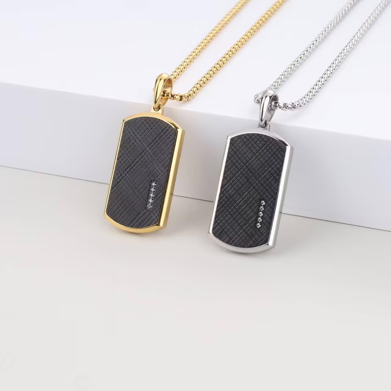 GAVU Dog Tag Necklace for Men, Stainless Steel Pendant Nekclace for Men, Black Necklace for Men - Image 5