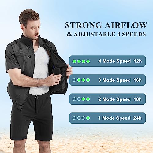Image of Cooling Vest for Men Women Hot Weather with 20000mAh Battery 12V Fans Air Conditioner Short Sleeve Jacket Fan Vest