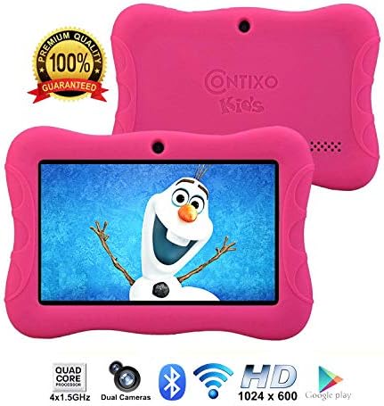 Contixo K3 HD 7" Kids Tablet with Durable Protection Case, Pre-Installed Games Android 6.0 Bluetooth WiFi Dual Cameras Parental Control for Children Pink