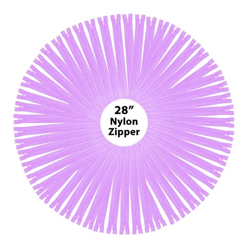 Image of Mandala Crafts 40 PCs Lilac Closed-End 28 Inches Nylon Zippers for Sewing