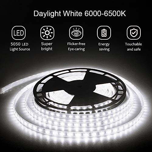 Tira de LED impermeable ALITOVE 10m blanca 6000K 24V DC 600 LEDs miniatura 5