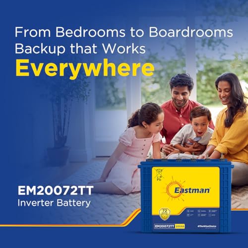 Image of Eastman EM20072TT | Tall Tubular | 200AH Inverter Battery |Warranty 72 (36+36) Months for Home & Office