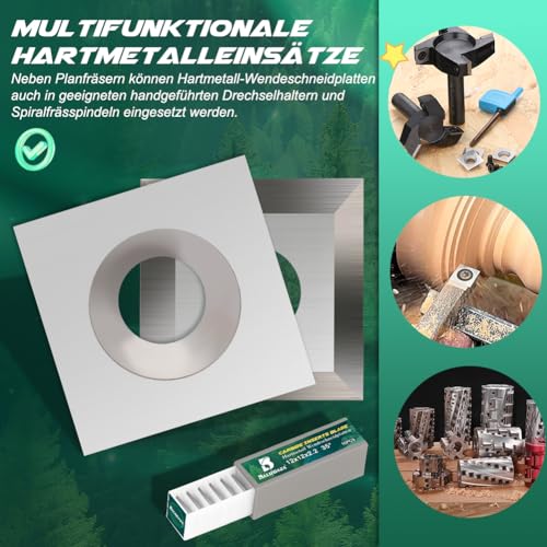 BALUGAEA 10 Stück HM Wendeplatten Wendemesser Ersatzklingen 10,5x10,5x2,2mm-35° Hartmetall Wendeschneidplatten Vierkant für Planfräser für Holz Drechselwerkzeug