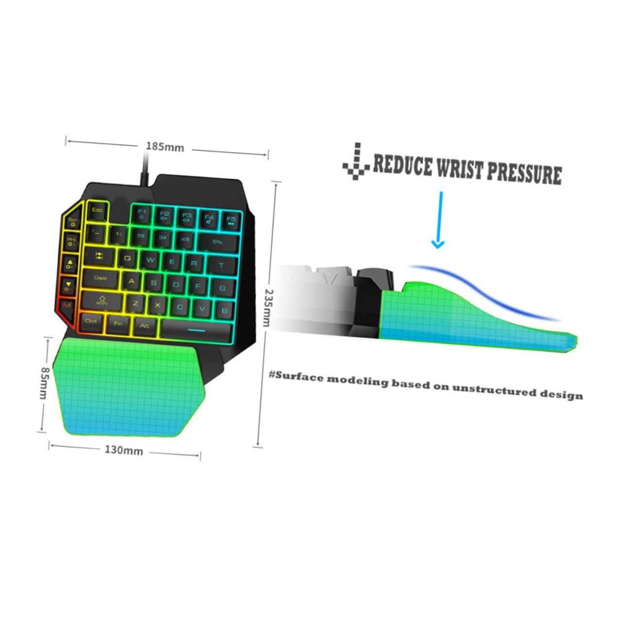 Tastiera Gaming Retroilluminata Cablata con Mouse, per Videogiochi | Abs Nero, Monomanuale per Giovani, Uso in Home Entertainment e Dormitorio, Design Semplice e Pratico