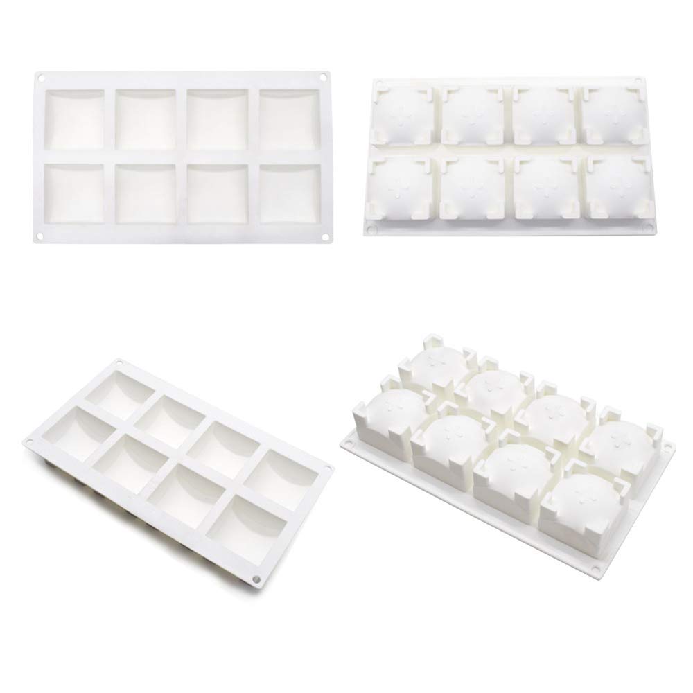 3d backformen - Mousse-Kuchenform Silikon backform, 8 Löchern Quadratische runde Oberseite mit
