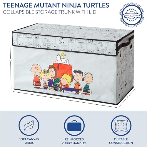 Image of Peanuts Collapsible Storage Trunk with Lid,Large Chest Organizer for Kids Bedroom, Playroom & Nursery,Durable Fabric Toy Box with Handles