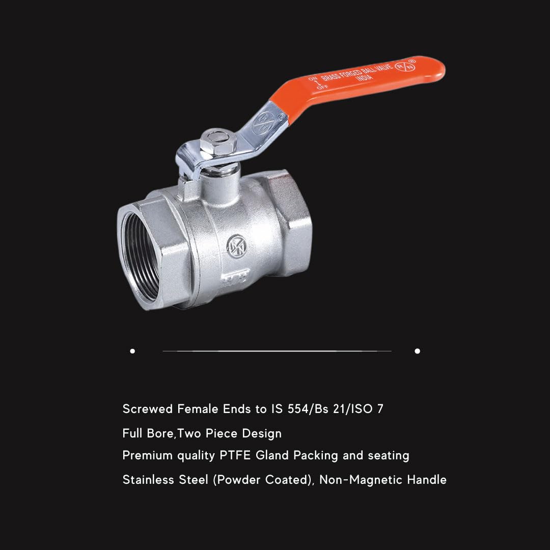 RN Forged Brass Ball Valve, Nickel Plated