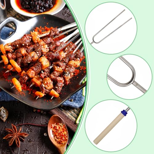 Fine jade2 8 sztuk teleskopowych szpikulców grillowych do pieczenia marshmallow, patyczków do stockbrot, rożnów na kemping, imprezę w ogrodzie, grillowanie (31-81 cm)