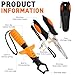 RoundFunny 10 Pcs Fishing Tool Kit, Fishing Pliers with Lanyard and Protective Sheaths, Landing Net, Fillet Knife, Fish Scale, Gripper, Hook Remover, Braid Scissors, Gloves for Fishmen Gifts(Orange)