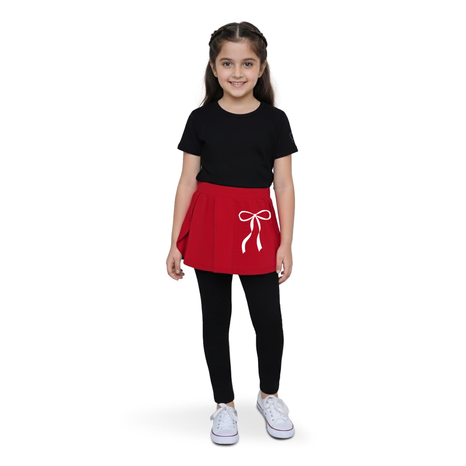 YouGotPlanB Cotton Skeggings & T-Shirts Set for Girls | Pack of 1 | Ages 4-16 Years | Skirt Attached Leggings Set | Ideal for Sports, Play-picture-32