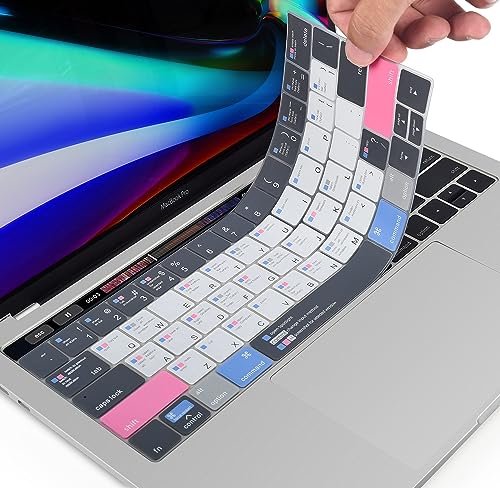 CaseBuy MacBook Pro 13 Inch Keyboard Cover Shortcuts for 2019 2018 2017 2016 MacBook Pro 13 & 15 with Touch Bar Model A2159 A1989 A1706 A1990 A1707 MAC OS Shortcut Hot Keys Keyboard Protector