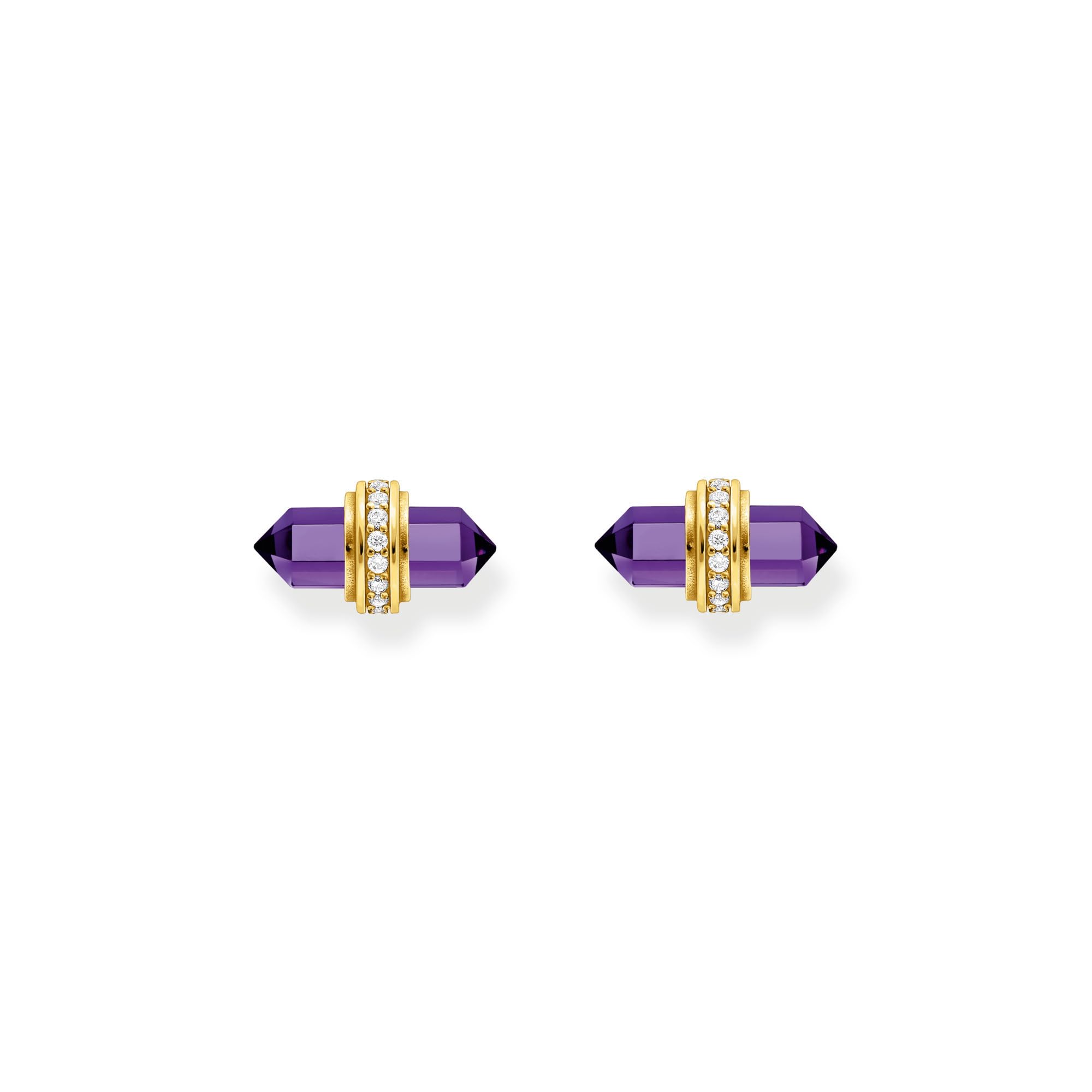 THOMAS SABO Ohrstecker mit violettem Onyx Kristall vergoldet 925 Sterlingsilber, 750 Gelbgold Vergoldung