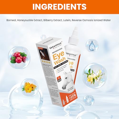 Vetanimus Colírio para cavalos e pôneis 150 ml. O sabonete líquido para os olhos suaviza e hidrata a
