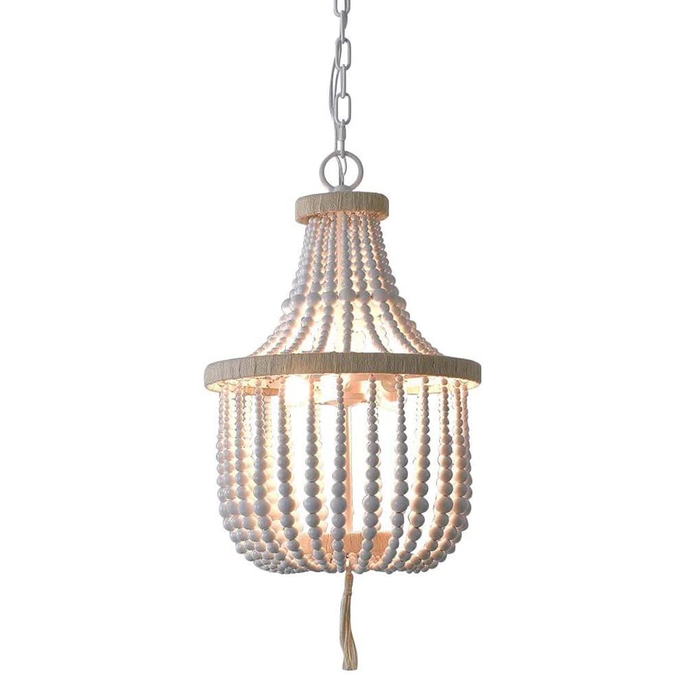HXYSXHJUO Beaded Chandelier,Wood Bead Chandelier Light Fixture for Bedroom,Wooden Beads Hanging Fixture,Boho Ceiling Lamp Dining Room Living