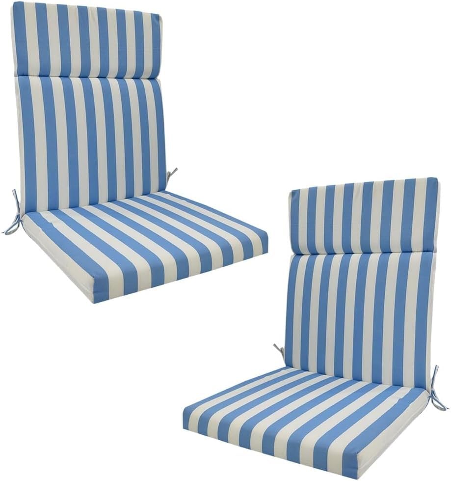 Set Of 2 Waterproof High Back Garden Chair Cushions Indoors/Outdoors Seat Cushion Sun Lounger With Ties For Patio, Loungers, Recliners & Rocking Chairs(Style C)