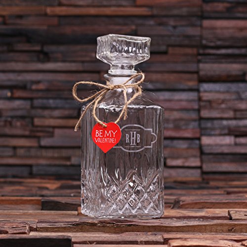 Teals Prairie & Co. Personalized Valentines Day Whiskey Decanter with Wood Gift Box
