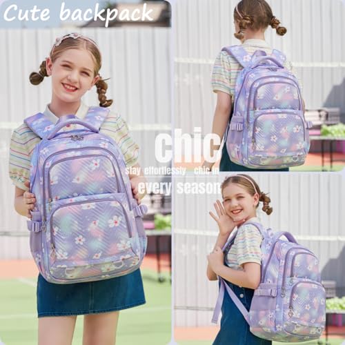 Image of Leaper Stylish Floral Travel Backpack for Women Laptop Backpack Water-Resistant Bookbags College Bags Fits 15.6 Inch Laptop Purple