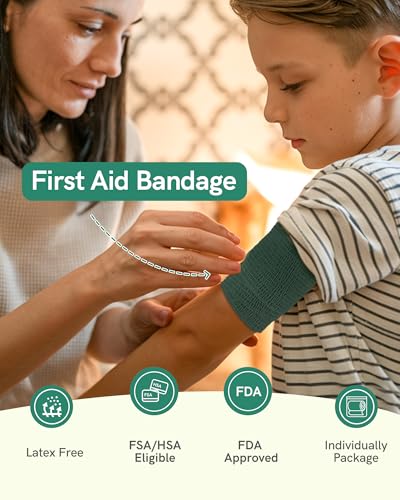 Image of FriCARE Self Adhesive Bandage Wrap, Medical Tape in First Aid Kit | Elastic Cohesive Bandages for Sports /Vet /Wrist Ankle Wounds, 2 Inches X 5 Yards, Latex-free 6 Rolls, Hunter Green