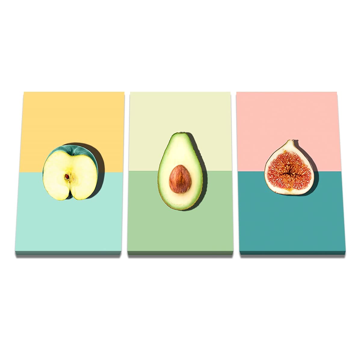 Tableau fruit abstrait pour salon : lot de 3 toiles 16x24 pouces