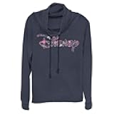 Logo Floral Fill Women's Cowl Neck Long Sleeve Knit Top