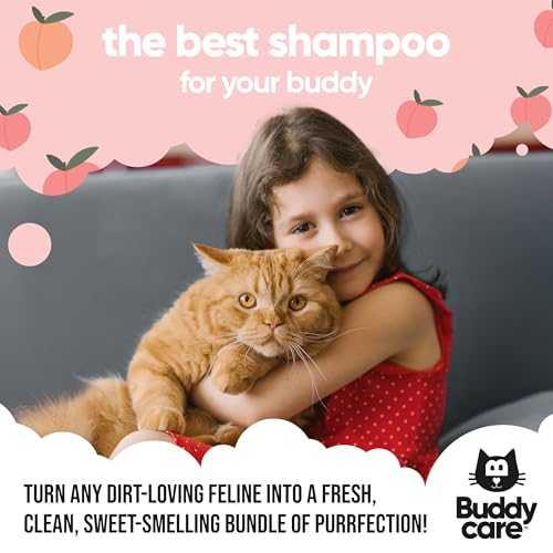 Buddycare Katzenshampoo für Katzen 500 ml Katzenshampoo mit Pfirsichduft zur Reinigung und zum Waschen
