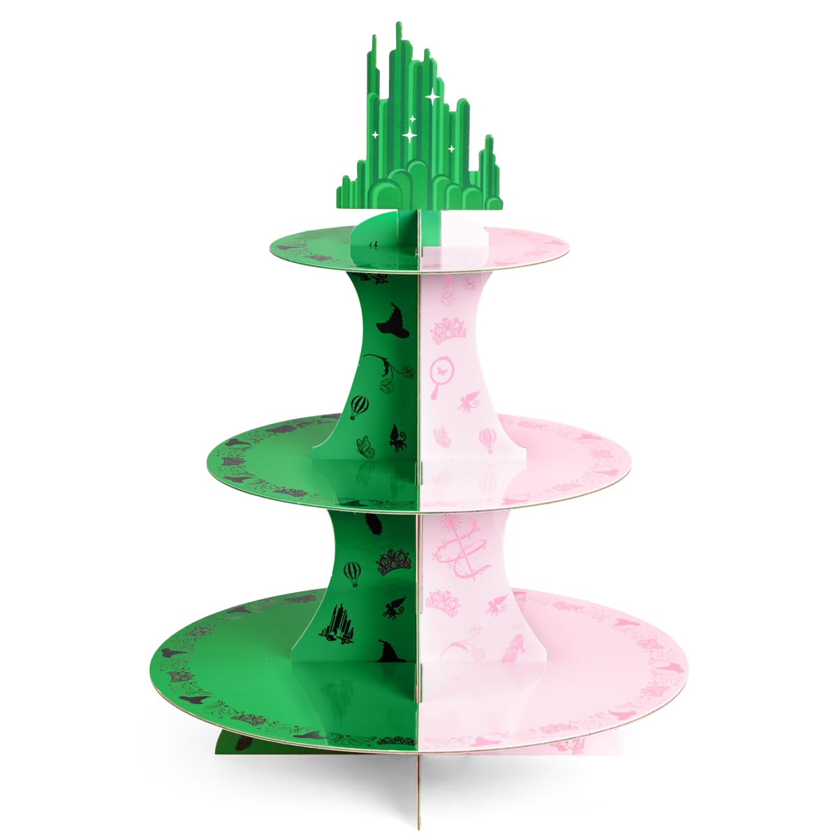 Photo 1 of xo, Fetti Pink + Green Witch Cupcake Tower, 3 Tiers | Birthday Display Decorations, Kids Wizard Decor, Girls Cake Stand, Bachelorette Party Dessert Table