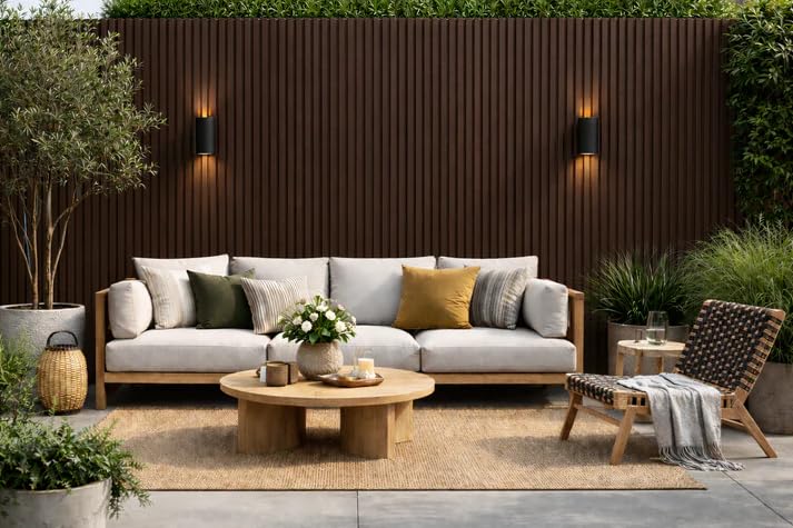 Kelsey Stores Pack of 6 Composite Outdoor Cladding Panels, Slatted, UV Resistant, Waterproof, 21 x 180cm, for Garden Buildings, Fences & Exterior Walls (Dark Brown 83D) — image 1