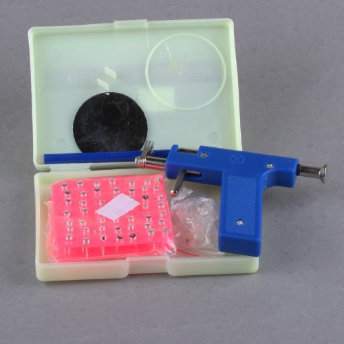 Pro Steel Ear Nose Navel Body Piercing Gun + 98pcs Round Studs Tool Kit Set