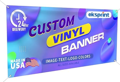 Custom Vinyl Banner by EKSPRINT, 13OZ Banners and Signs Customize for Indoor and Outdoor, Custom banner | Banners Customize for Business, Birthday, Party, School, Shop -(2X4Ft)