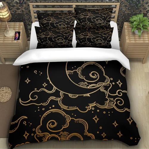 Housse de couette lune 140x200 cm en microfibre avec parure de lit 3D