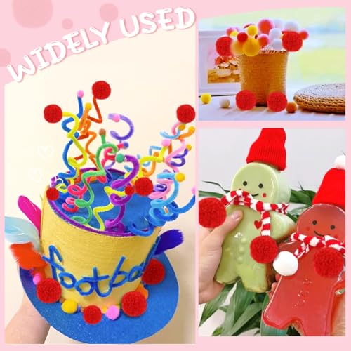 TOAOB 50pcs Pom Poms 50mm Large Fluffy Red Fuzzy Pompoms Balls with Wiggle Eyes for DIY Crafts Decorations - Image 4