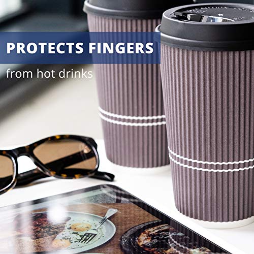 Glowcoast Disposable Coffee Cups With Lids - 16 oz To Go Coffee Cup (80 Pack). Large Travel Cups Hold Shape With Hot and Cold Drinks, No Leaks! Insulated Ripple Cups Protect Hands, No Sleeves needed. - Thumbnail 4