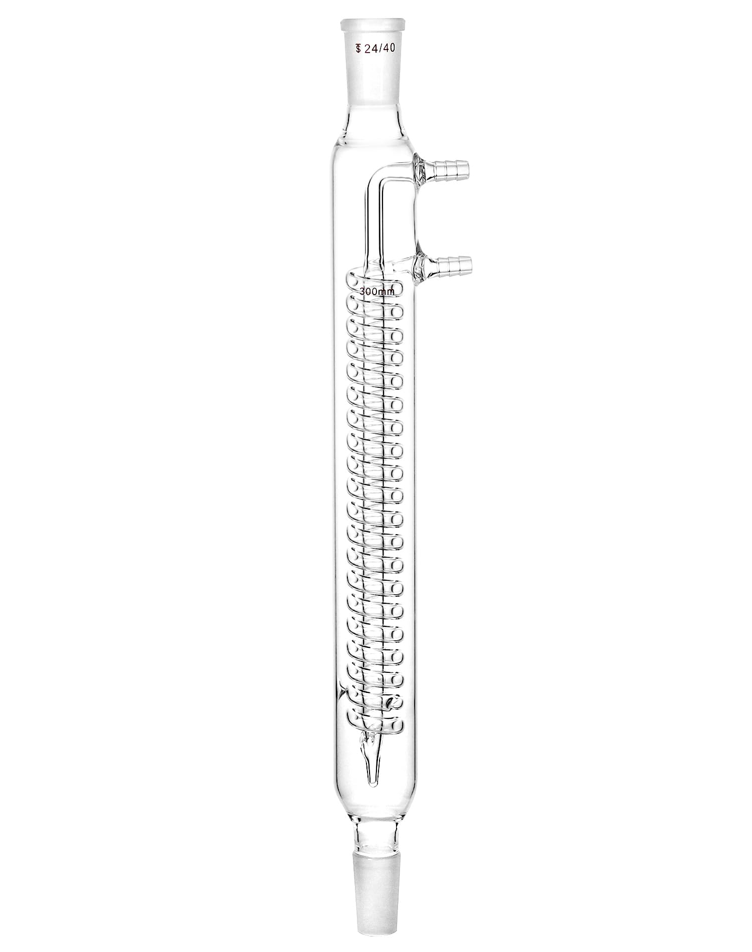 QWORK Condensateur à reflux de verre 24/40 – Grande capacité de refroidissement, verre borosilicate, verrerie de laboratoire de chimie organique, 175 mm de longueur de la bobine de 390 mm de hauteur