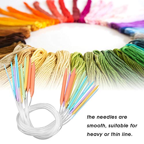 Round Circular Knitting Needles E1112Pcs Knitting Needle Set With Multi-Color Plastic Tube Crochet Needles Sweater Yarn Needles Kit For Weave(80Cm) #TOP1