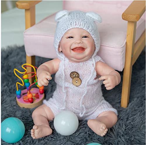 HOMONEY Neugeborene Puppe, 19 Zoll Reborn Ganzkörper Weiches Silikon Baby Süßes Glückliches Baby Wasserdichtes Badespielzeug Mädchen Körper – Bild 3