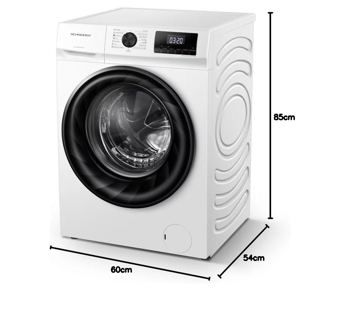 SCHNEIDER SCLLF1014VAW, Lave linge frontal, 10 kilos, Fonction vapeur, Moteur inverter, 1400trs/min, 15 programmes, Pieds réglables, Blanc