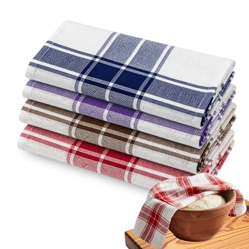 Toallas de cocina, Paños de Cocina Algodón, Trapos de Cocina, suave y resistente ideal para secar y limpiar superficies en la cocina, 100% algodón, Tamaño 50x70 cm, Pack de 4 unidades multicolor