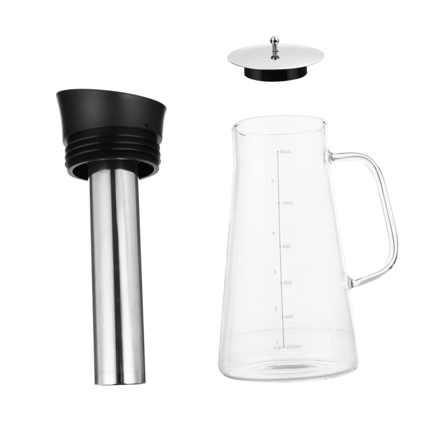 INOOMP 1Pc Large Capacity Heat Resistant Glass Coffee Maker Teapot for Cold Brew Coffee Tea Portable Design for Home Office Filter