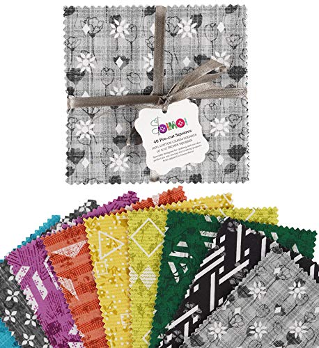 Tissu de coton Soimoi sans corvée de découpe avec carrés de 10 pouces géométriques de patchwork