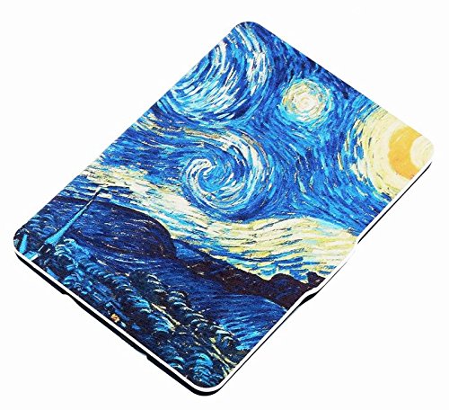 Capa para Kindle Paperwhite (até 2018) - Aciona descanso - Fecho magnético - Noite Estrelada