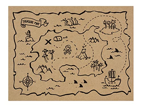 PartyDeco - Paquete de 30 manteles Individuales de Papel Americano con Mapa del Tesoro Piratas, 40 x 30 cm, Color, ppt1 ✅